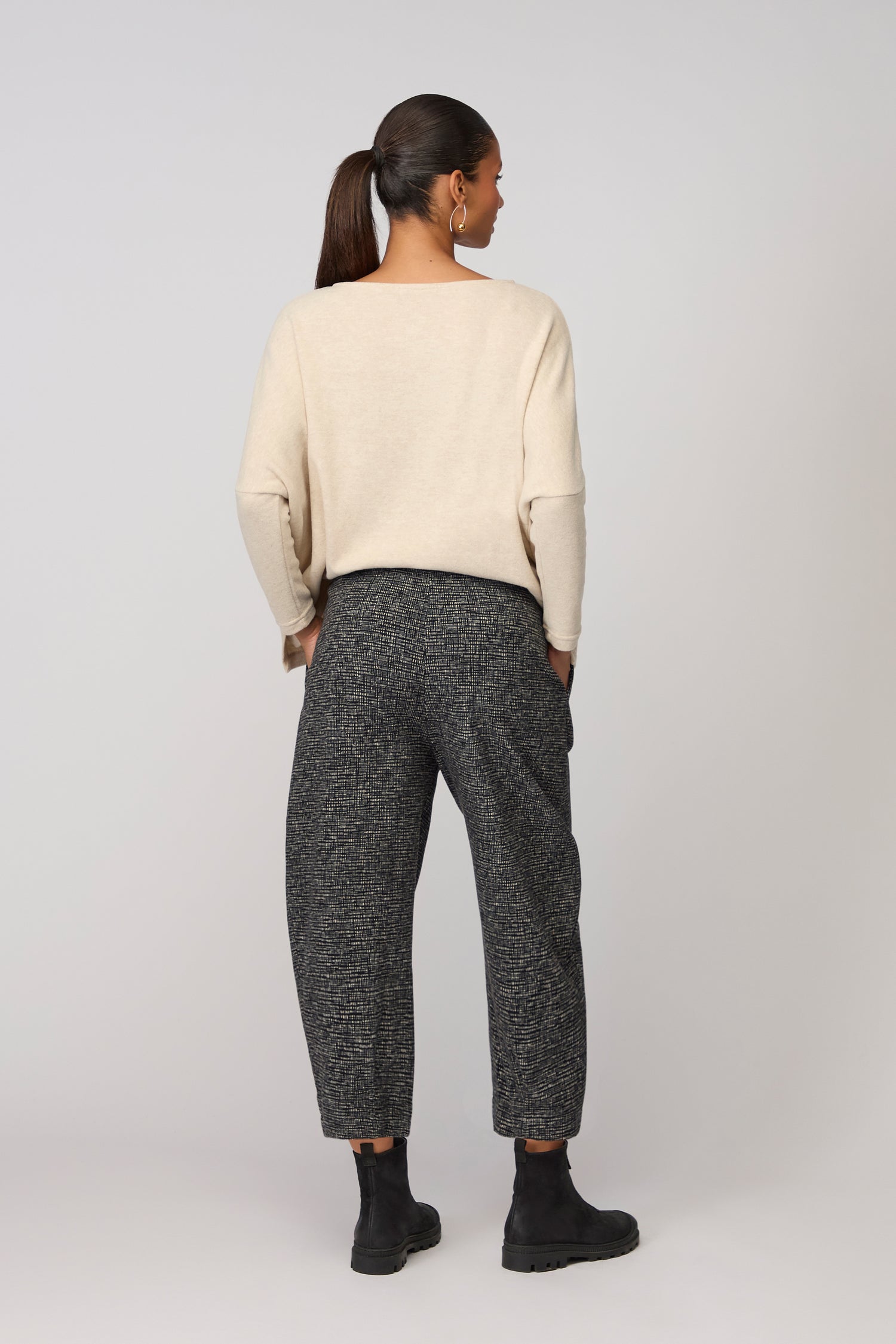 Bianco Jersey Check Trouser