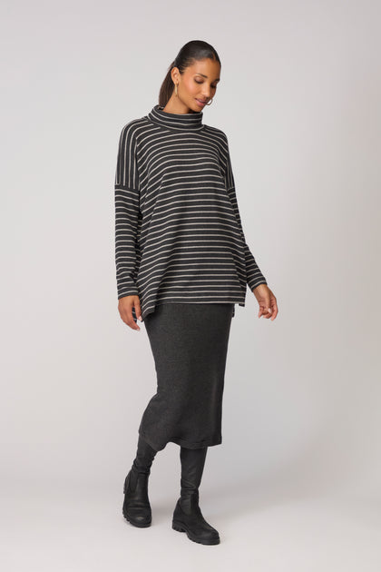 Zita Roll Neck Fine Stripe Tunic