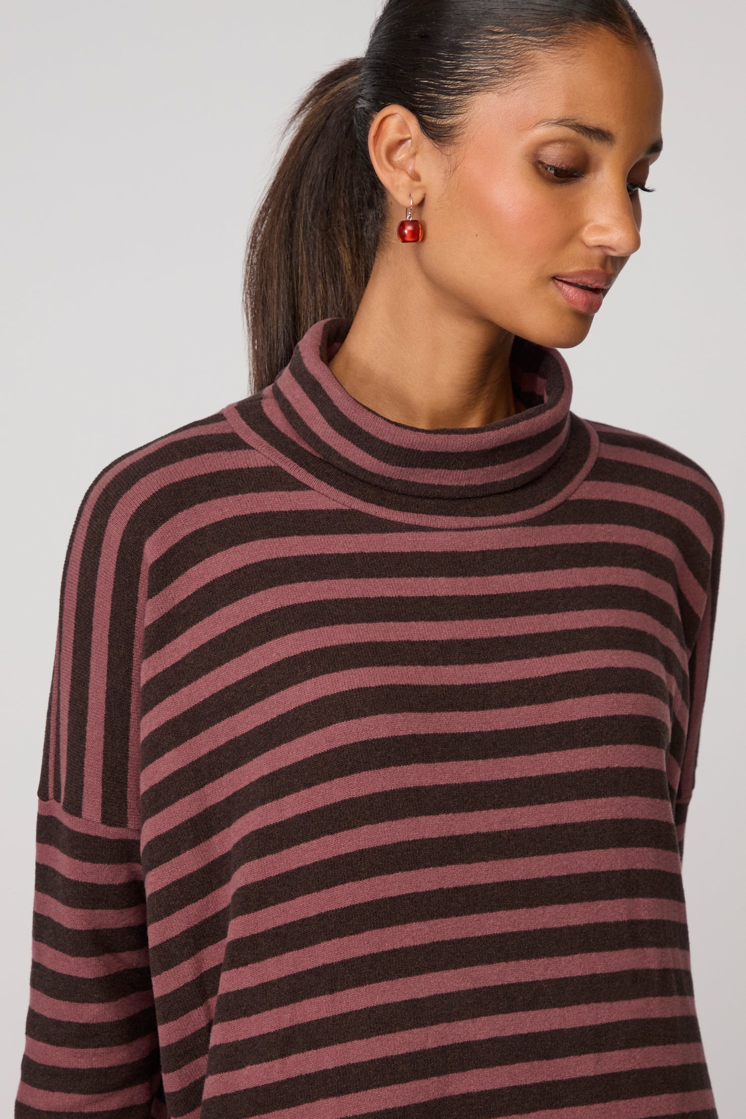 Zita Roll Neck Wide Stripe Tunic