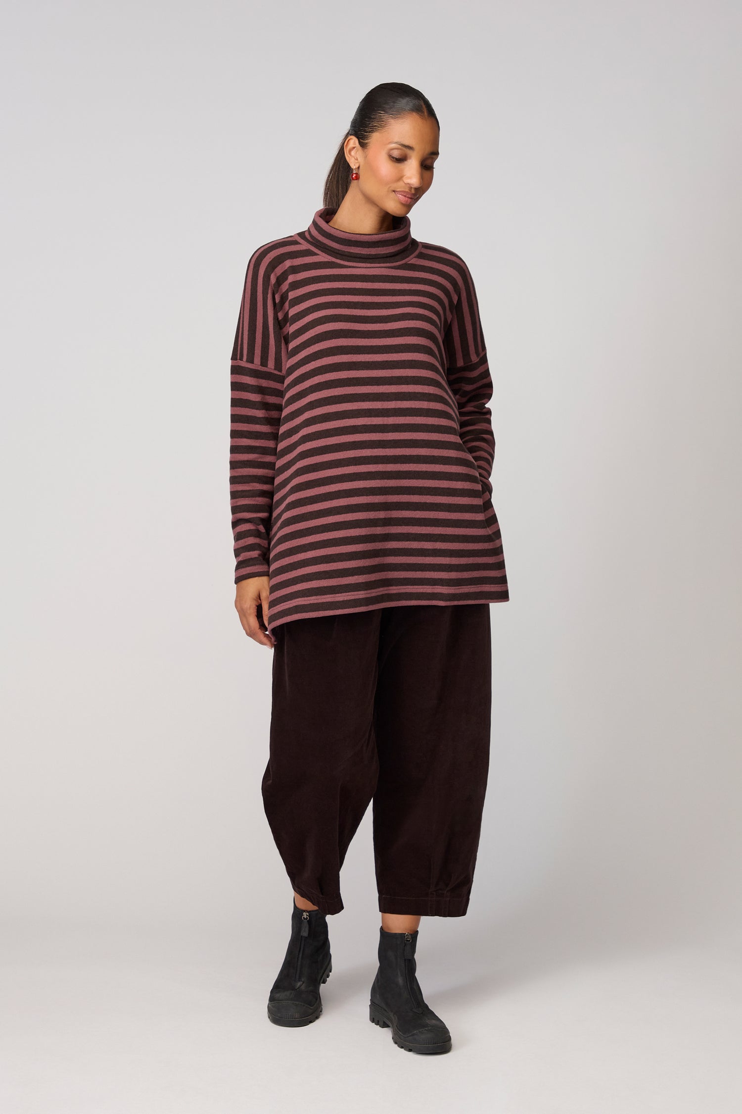 Zita Roll Neck Wide Stripe Tunic