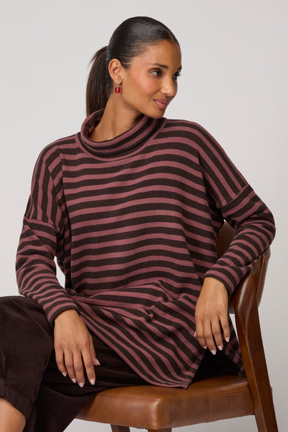 Zita Roll Neck Wide Stripe Tunic