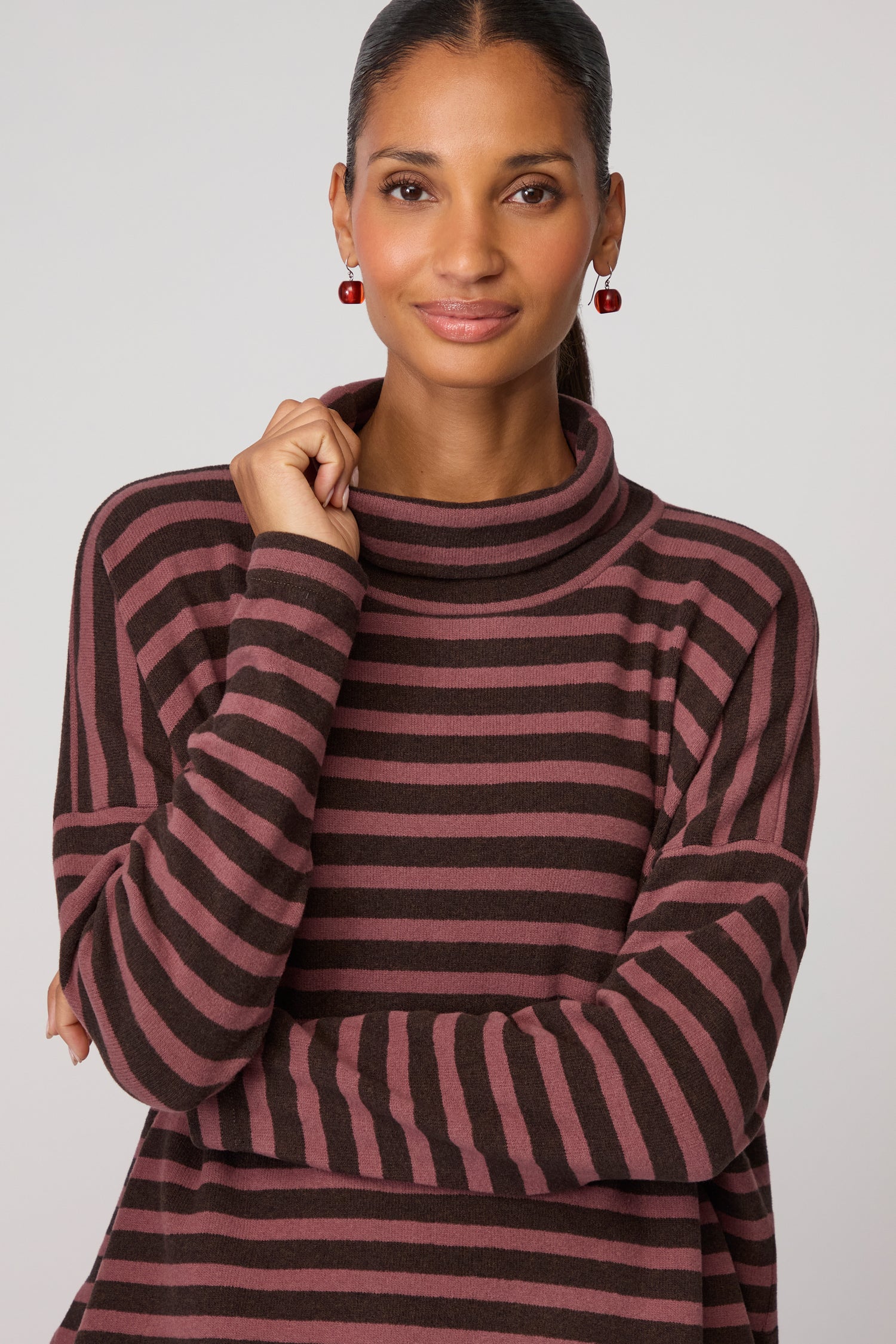 Zita Roll Neck Wide Stripe Tunic