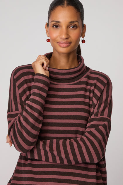 Zita Roll Neck Wide Stripe Tunic