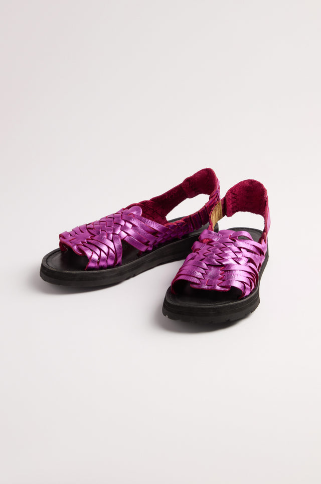 Frida Fuchsia Woven Leather Sandals – Sahara