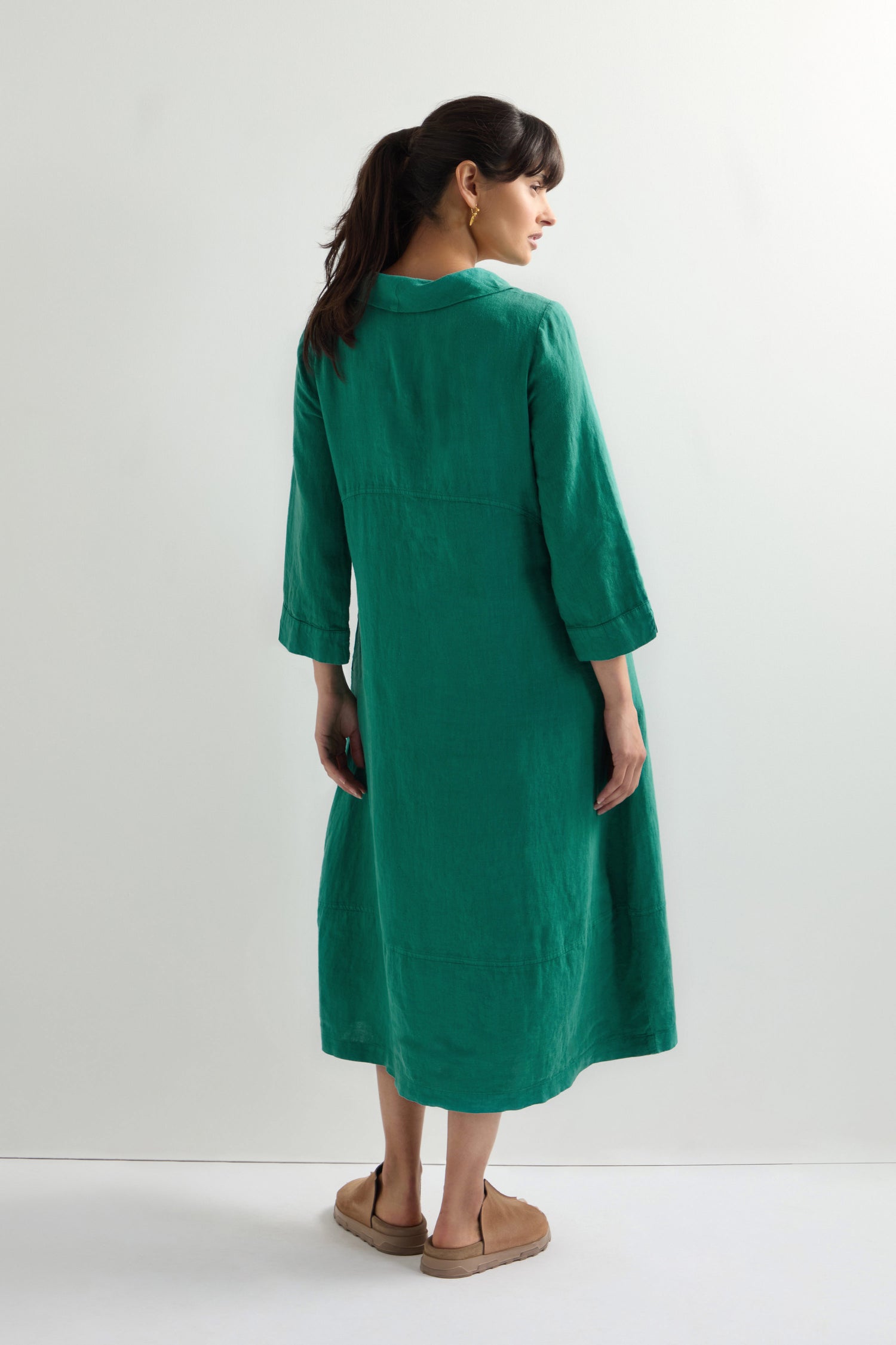 Linen Cowl Neck Bubble Dress