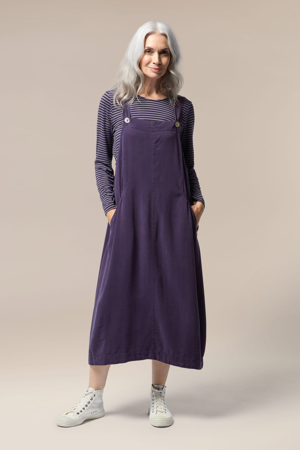 Buy FINSBURY LONDON Cotton Twill Womenswear Dungaree Dress - Olive