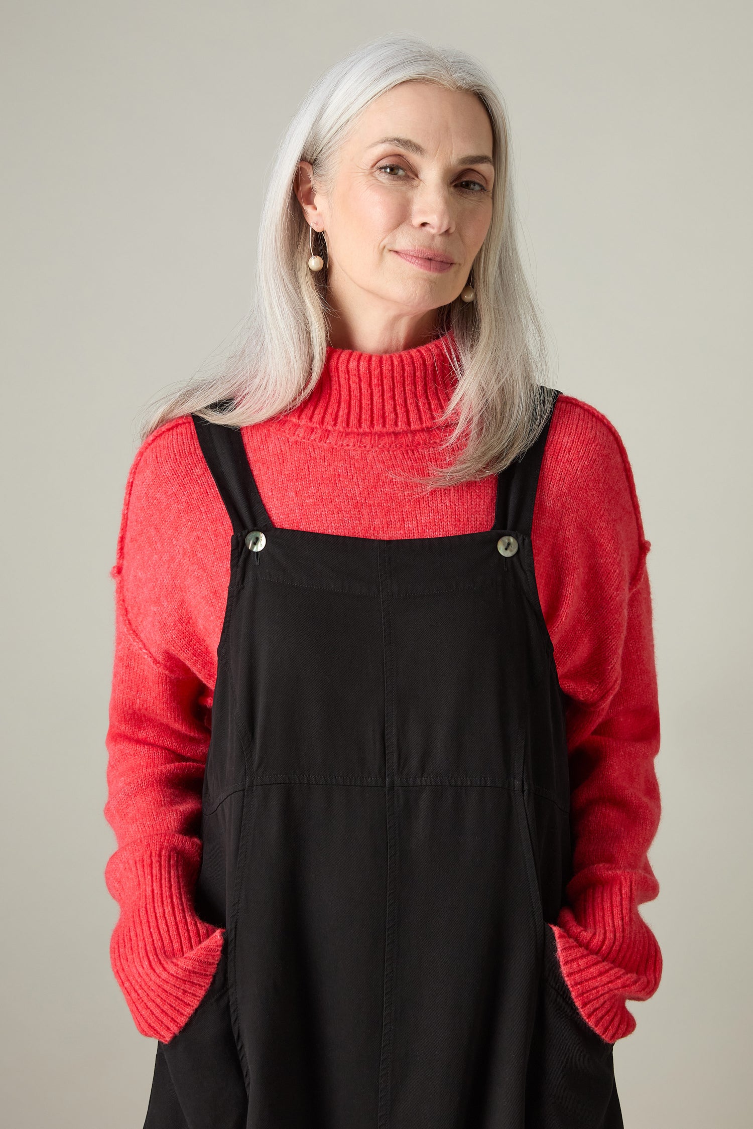 Fluid Twill Pinafore Dress