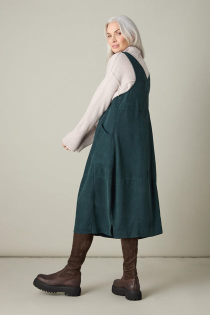 Fluid Twill Pinafore Dress