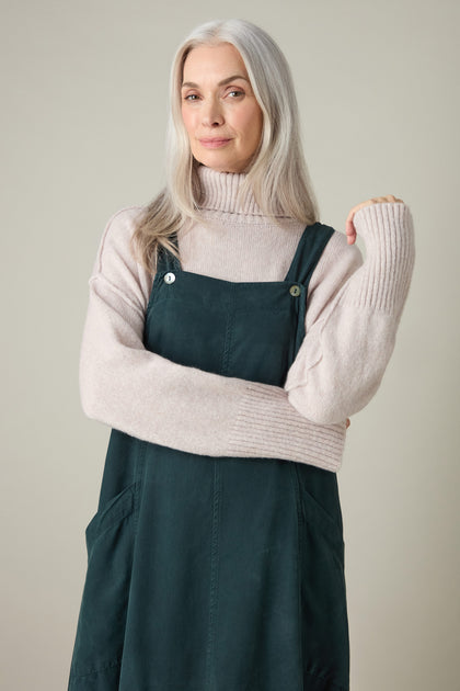 Fluid Twill Pinafore Dress