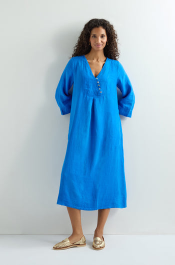 Linen Button Placket Dress