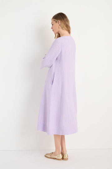 Linen Seam Flare Lilac Dress – Sahara