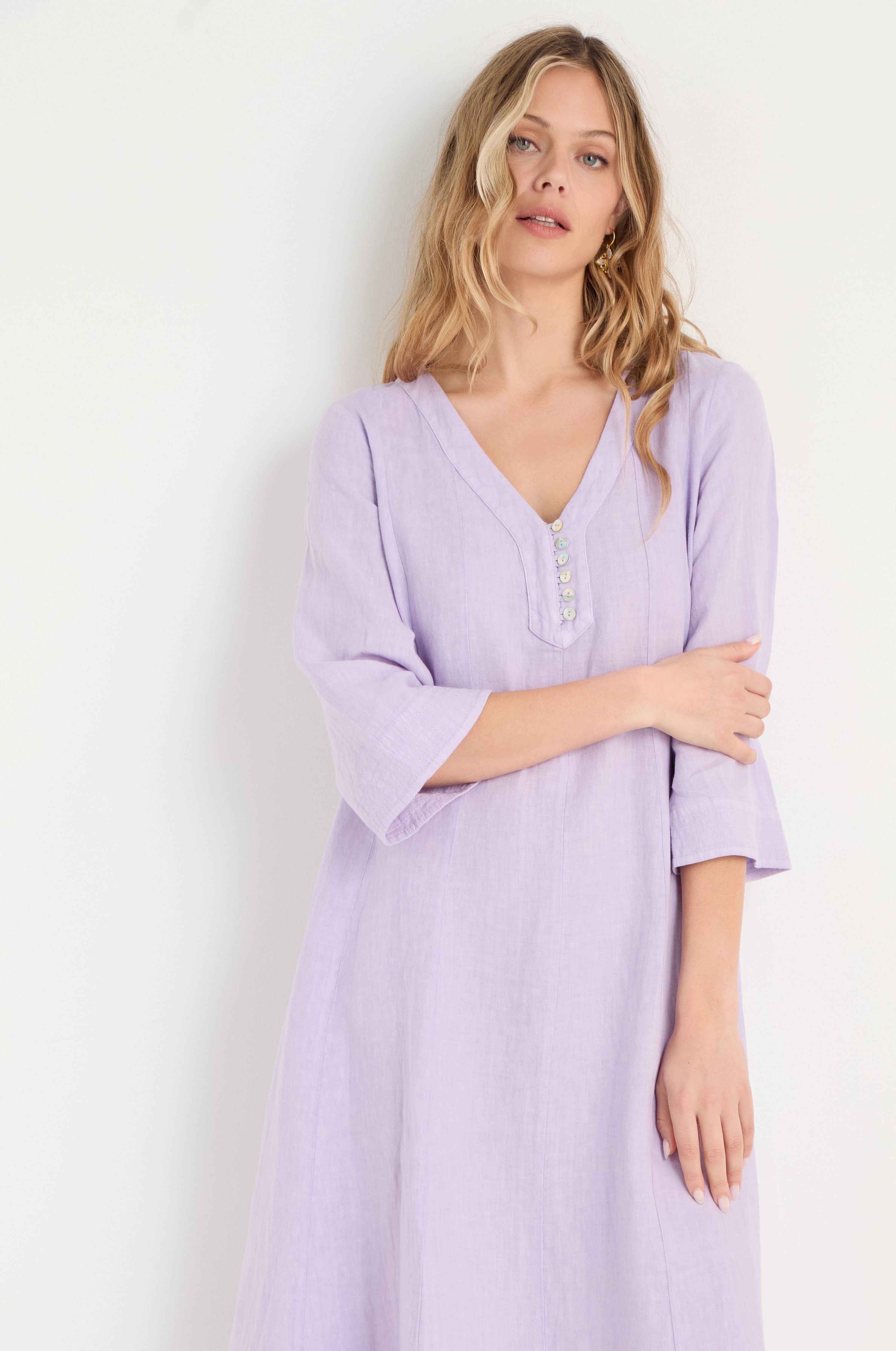 Linen Seam Flare Lilac Dress Lilac / 4