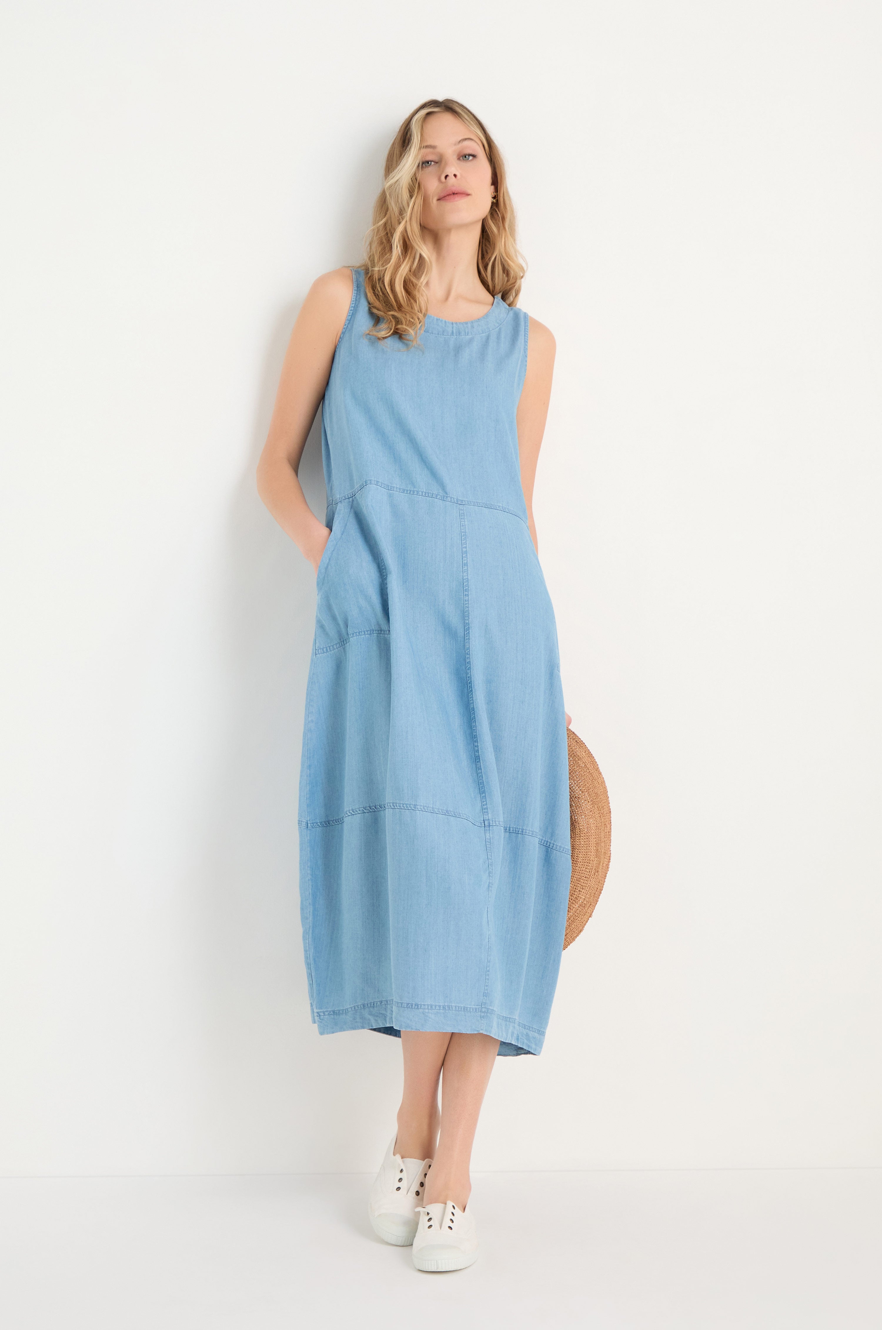 Fluid Denim Bubble Dress – Sahara
