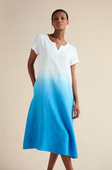 dye linen dress Tie-Dye Linen Dress VILLAGE BOUTIQUE: Designer African Clothing