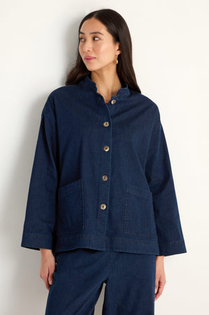 Stretch Denim Boxy Jacket