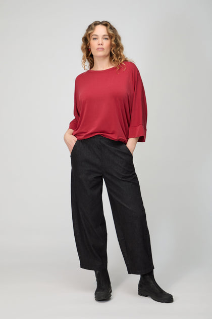 Black Stretch Denim Bubble Trousers