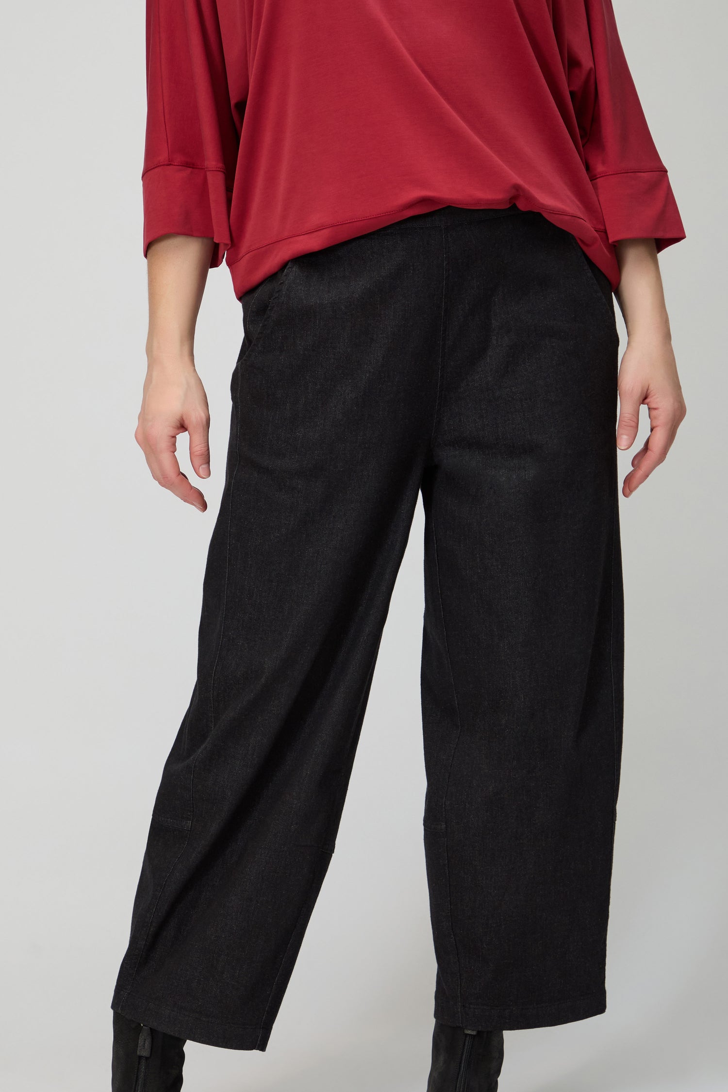 Black Stretch Denim Bubble Trousers