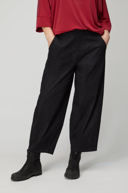 Black Stretch Denim Bubble Trousers