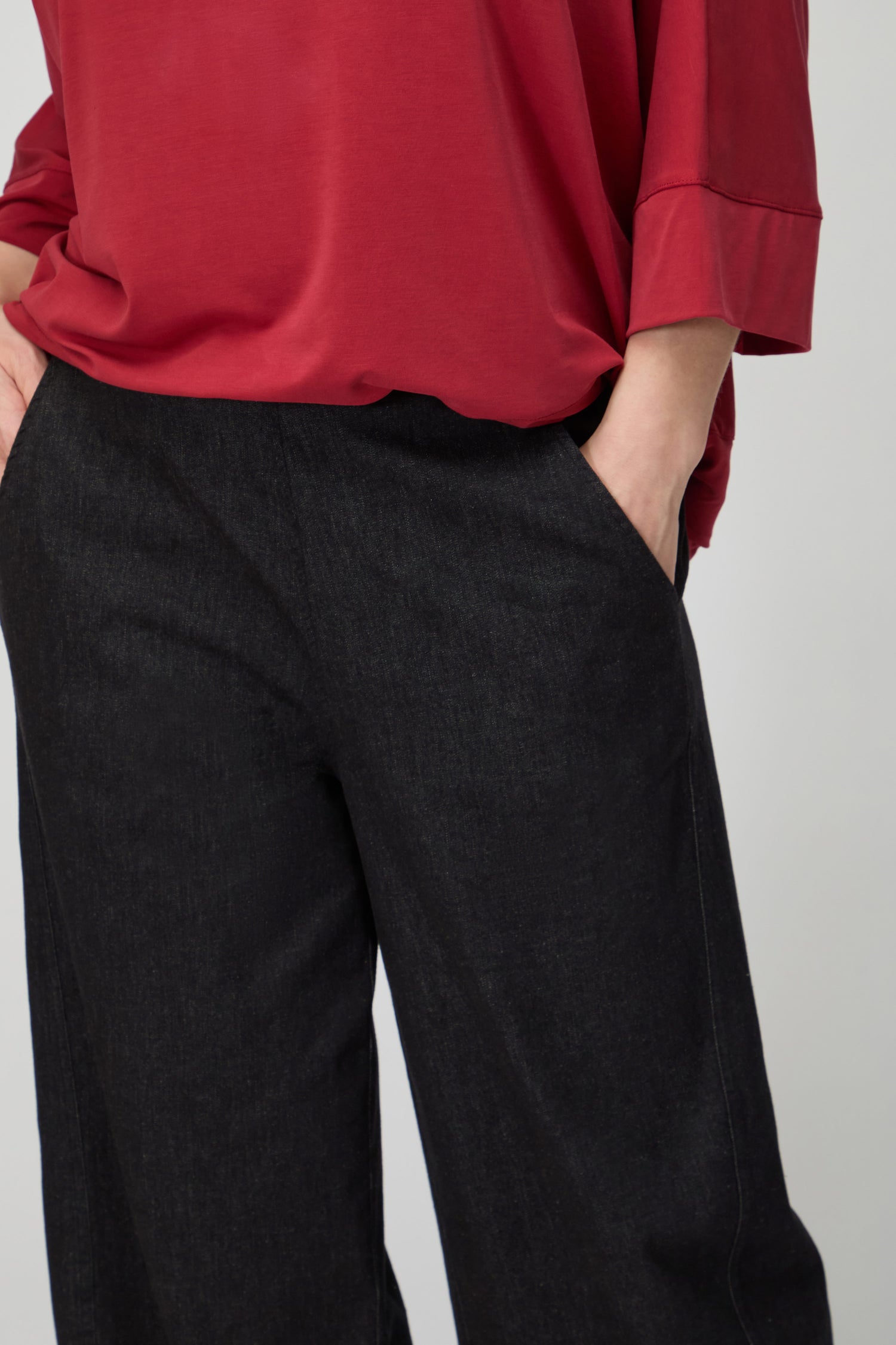 Black Stretch Denim Bubble Trousers
