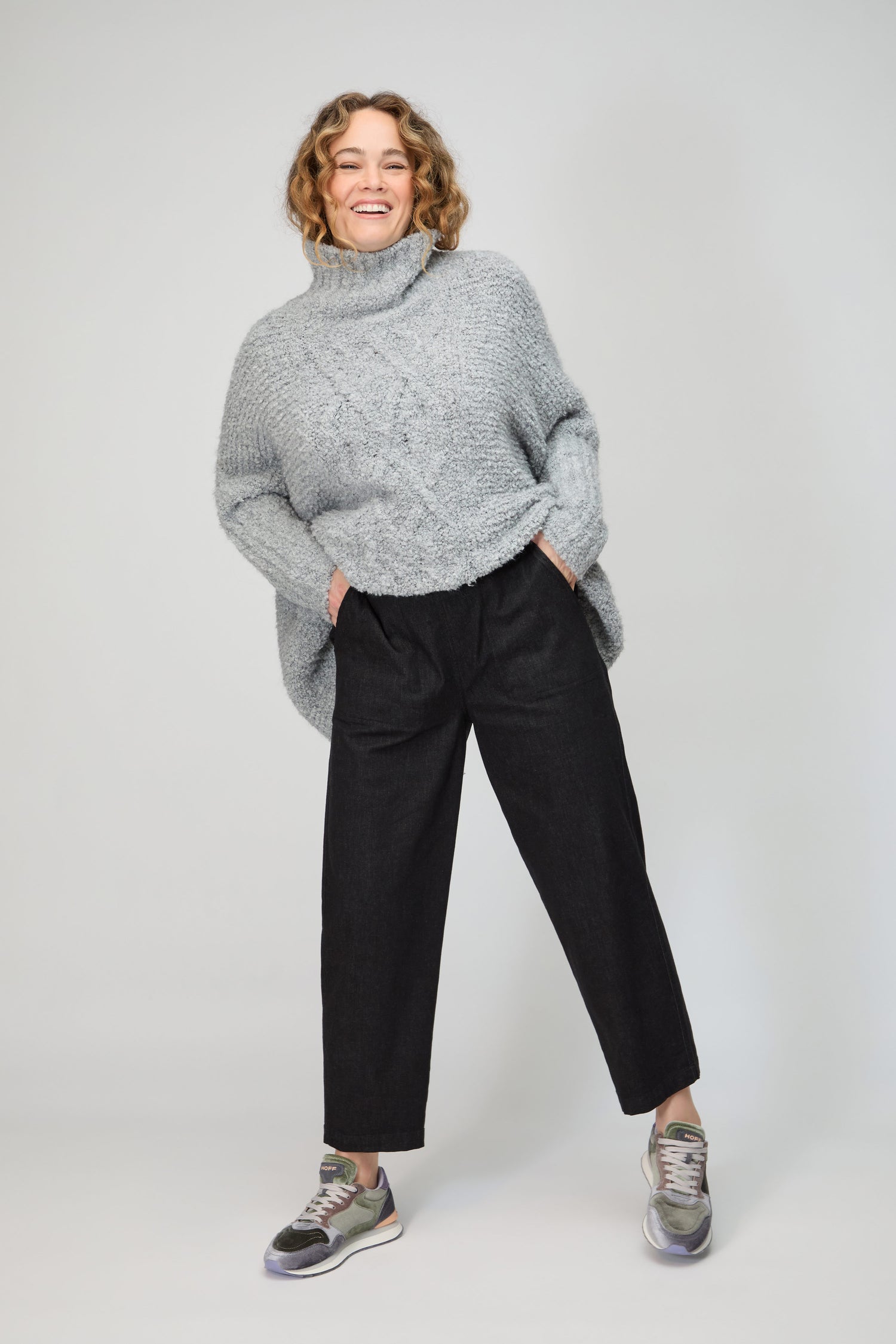 Black Stretch Denim Straight Trousers