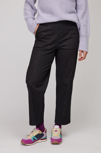 Black Stretch Denim Straight Trousers