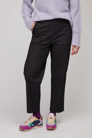 Stretch Denim Straight Trousers