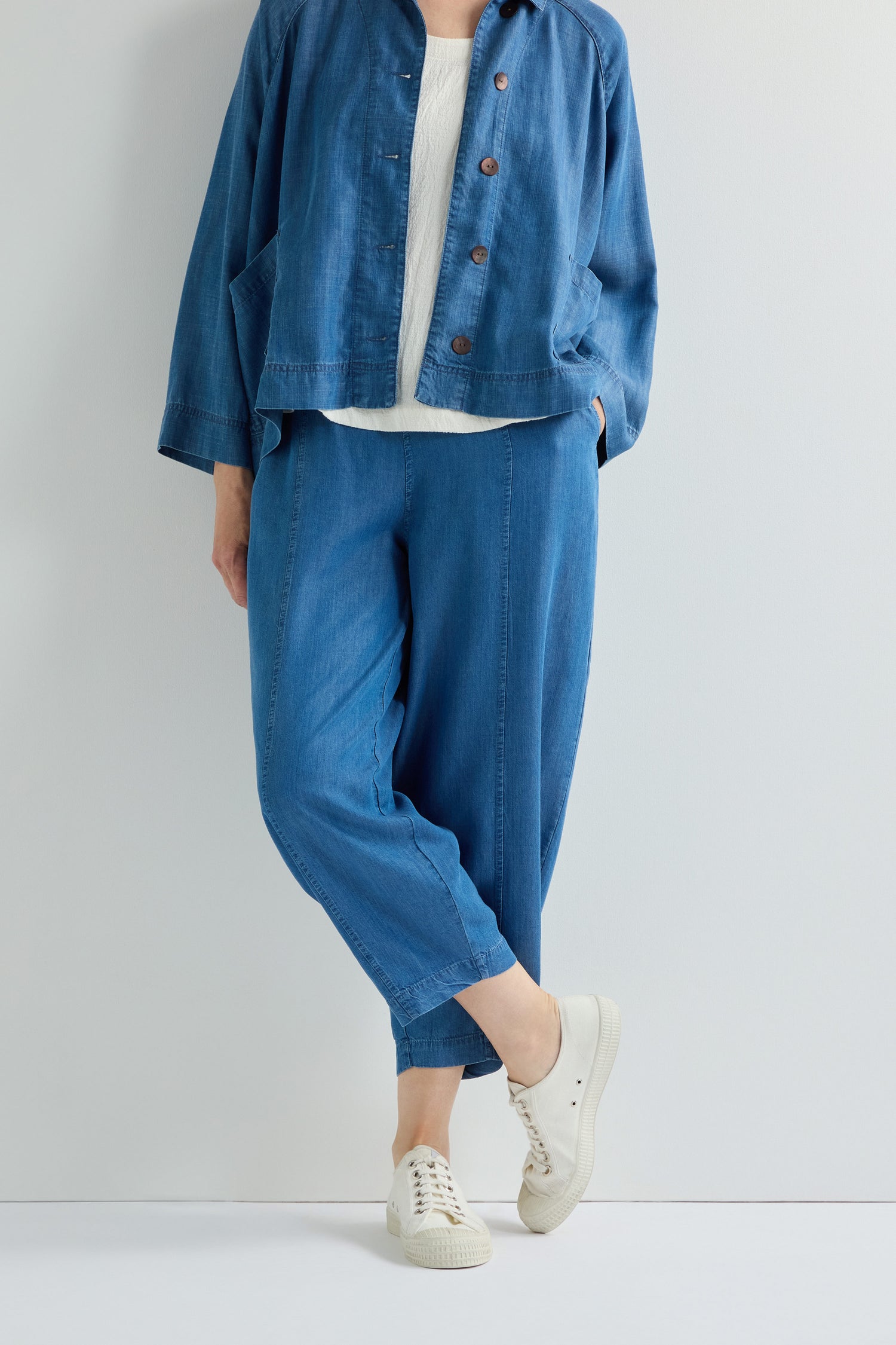 Fluid Denim Bubble Trouser