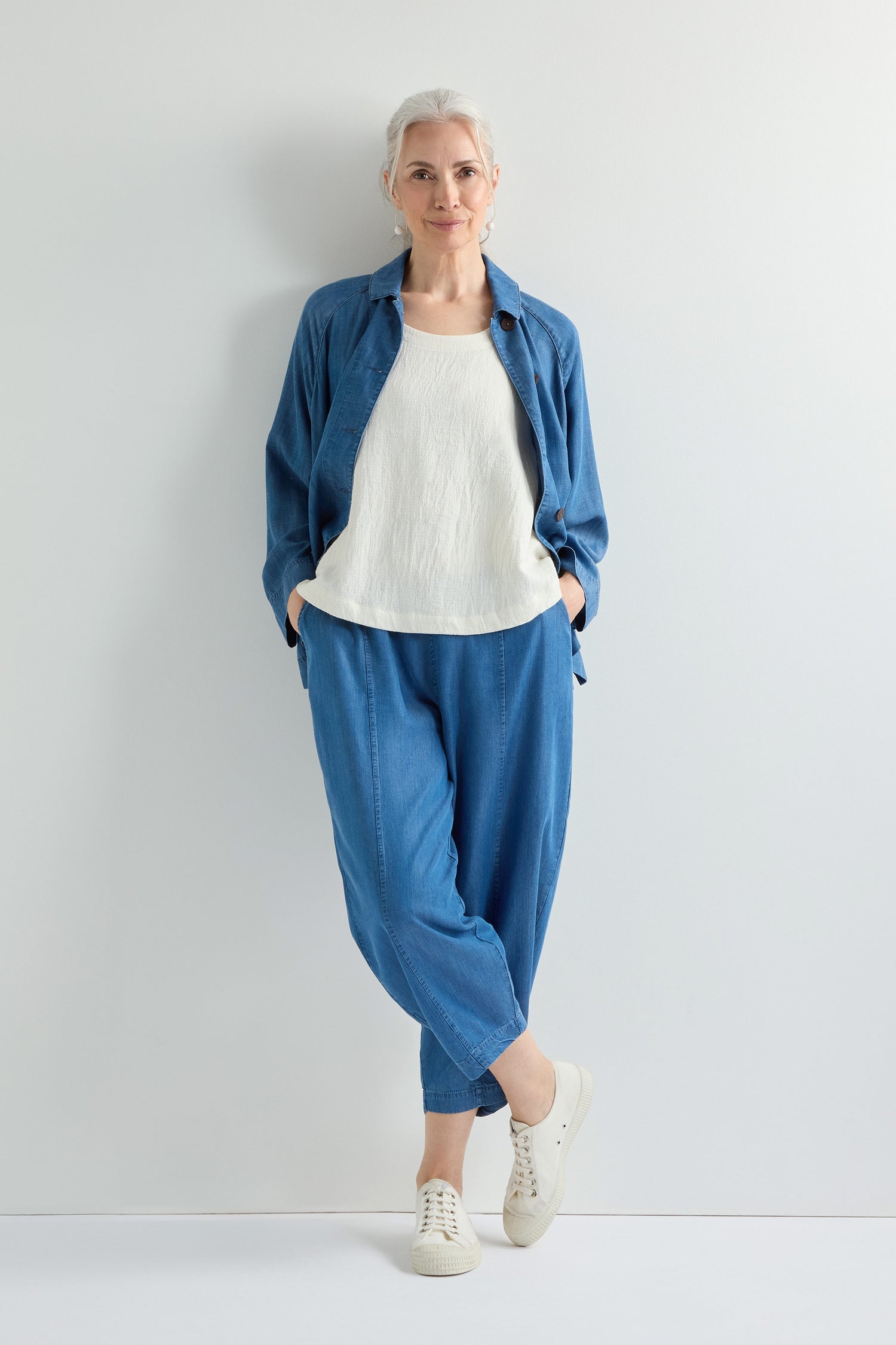 Fluid Denim Bubble Trouser