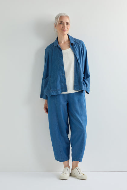 Fluid Denim Bubble Trouser