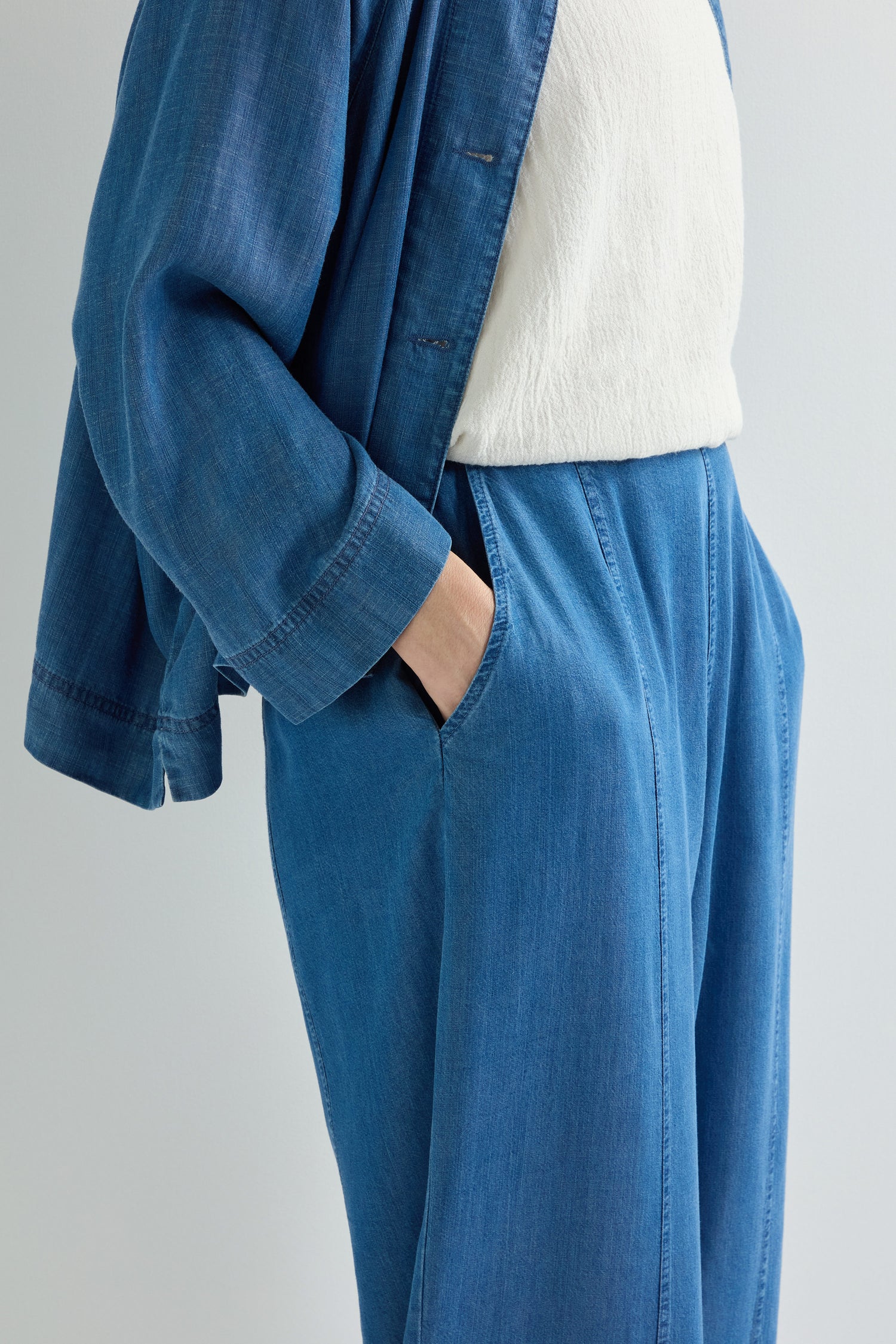 Fluid Denim Bubble Trouser