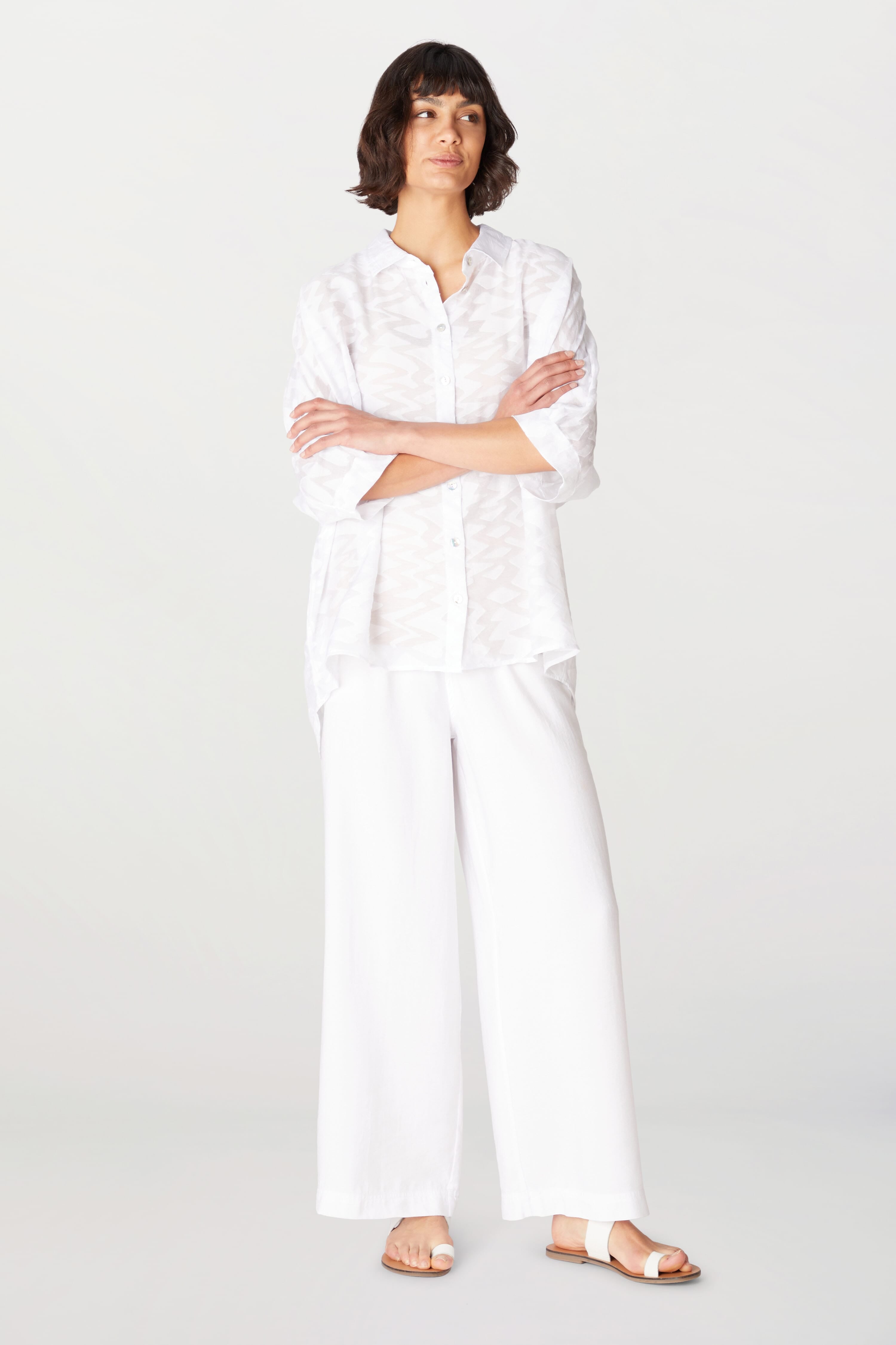 FINAL SALE: Wide Leg Trouser - Tencel Viscose - Oyster