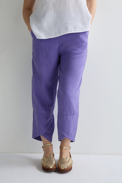 Garment Dyed Linen Tulip Hem Bubble Trouser