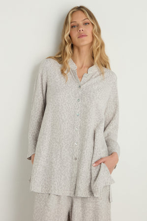 Animal Textured Jacquard Nehru Shirt