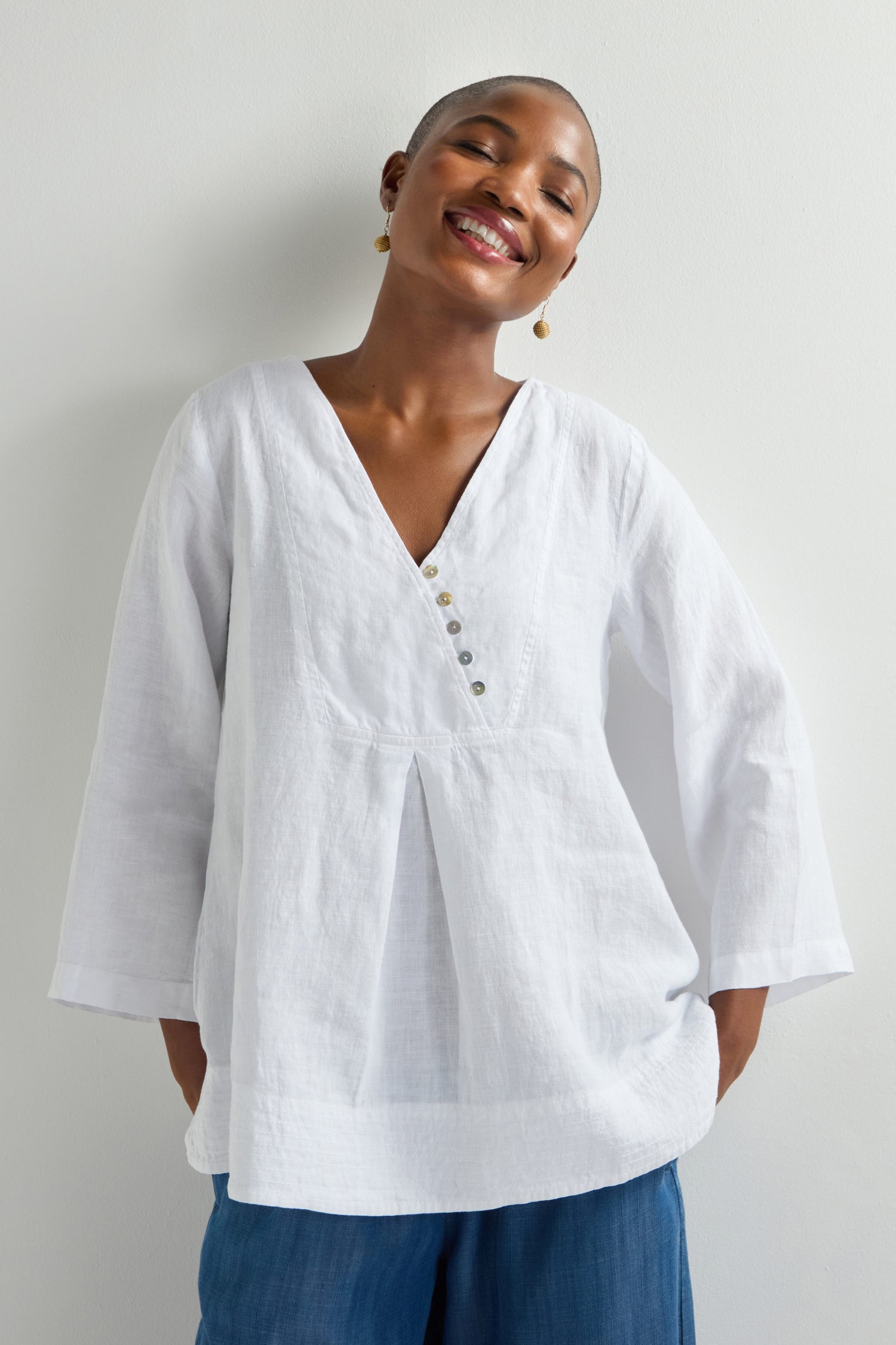 Linen Button Placket Tunic