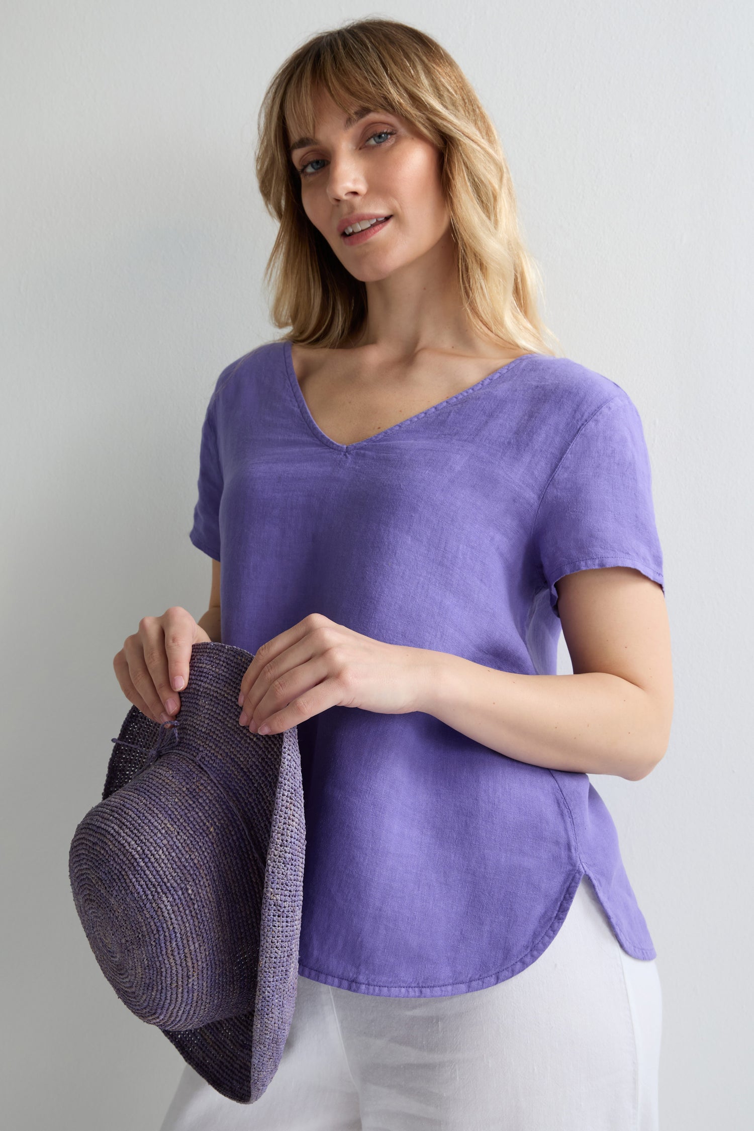 Linen Button Back Top
