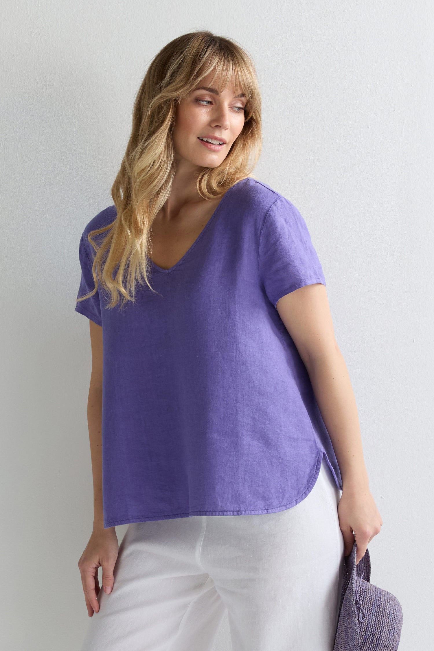 Linen Button Back Top