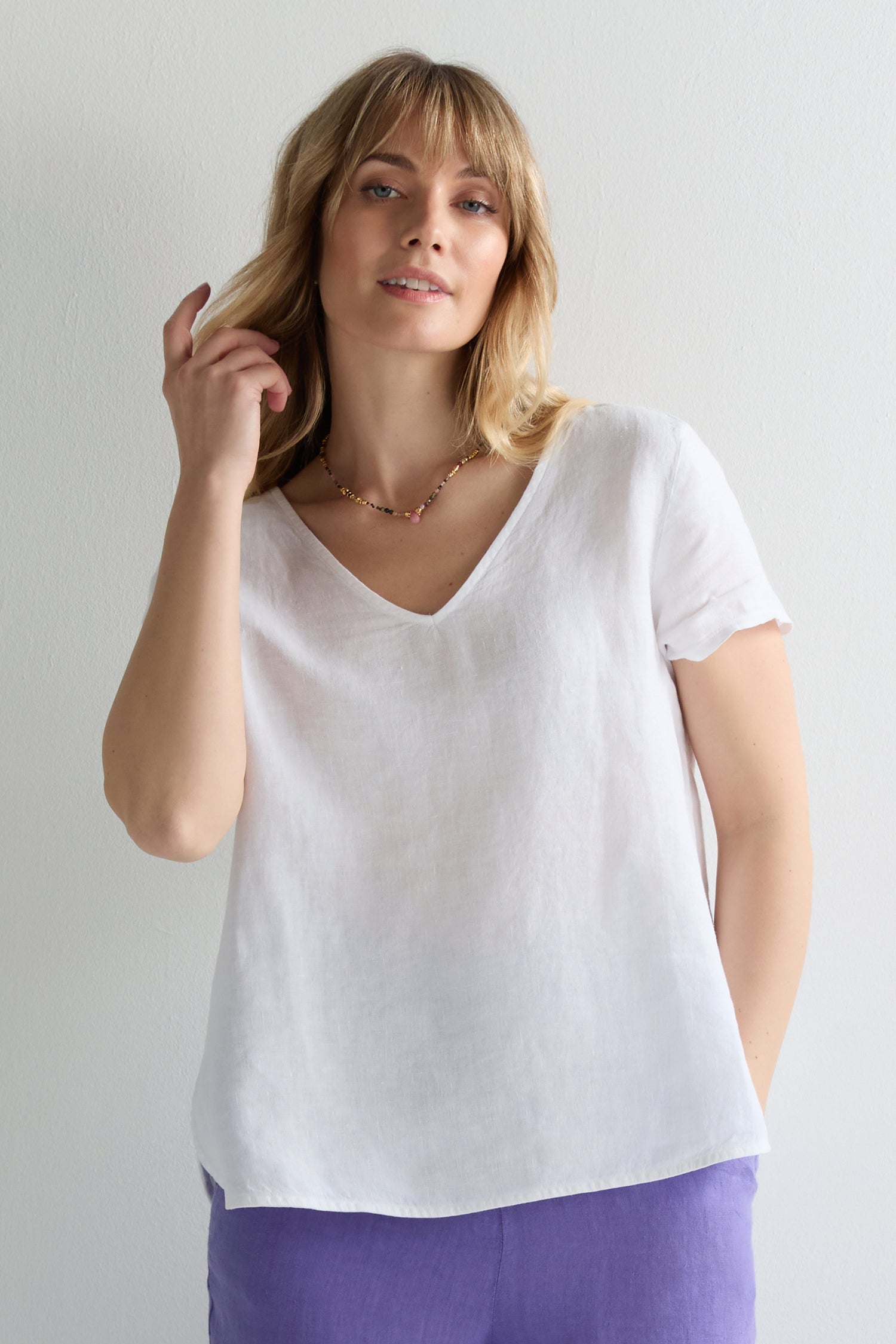 Linen Button Back Top
