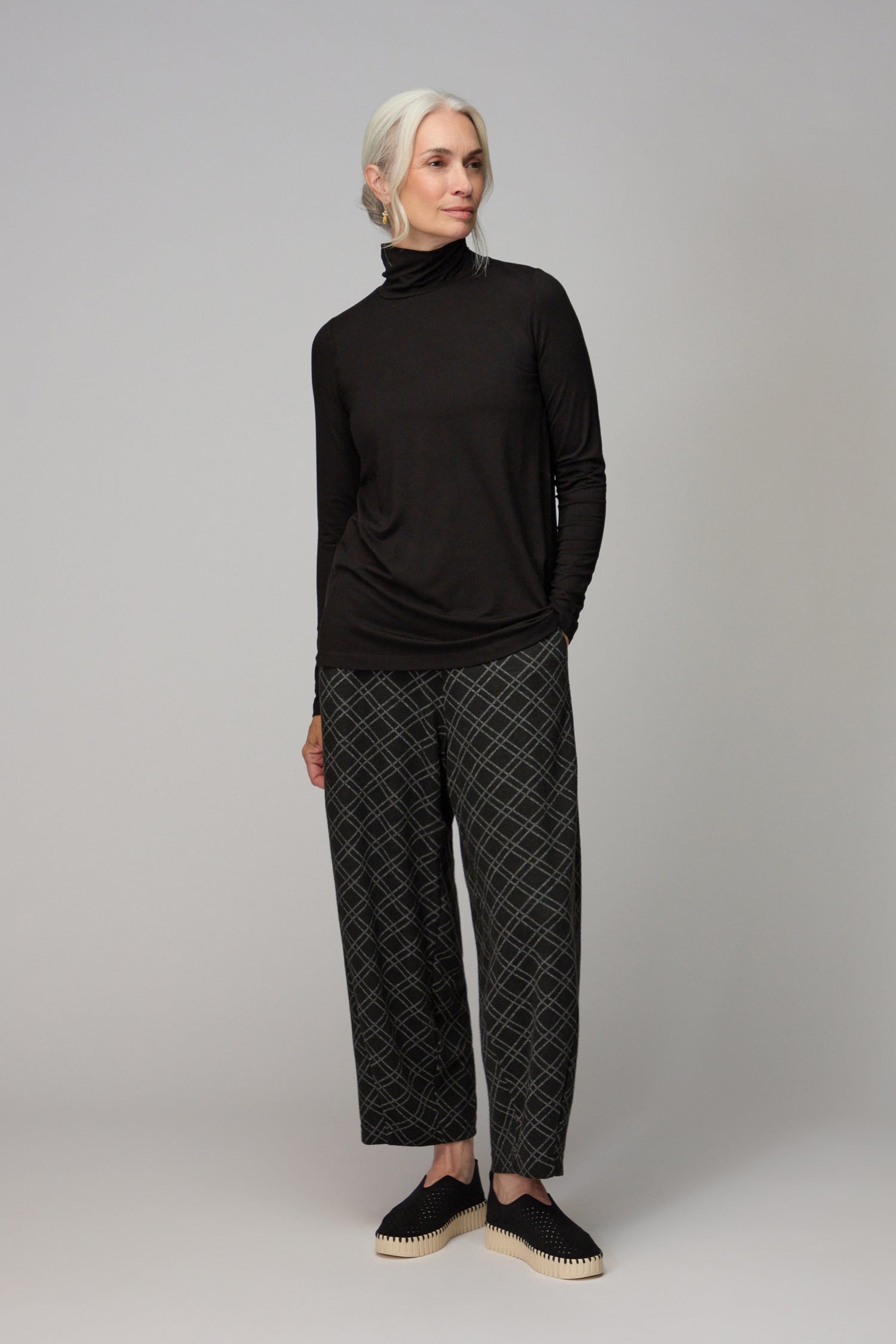 Viscose Jersey Black Roll Neck Top
