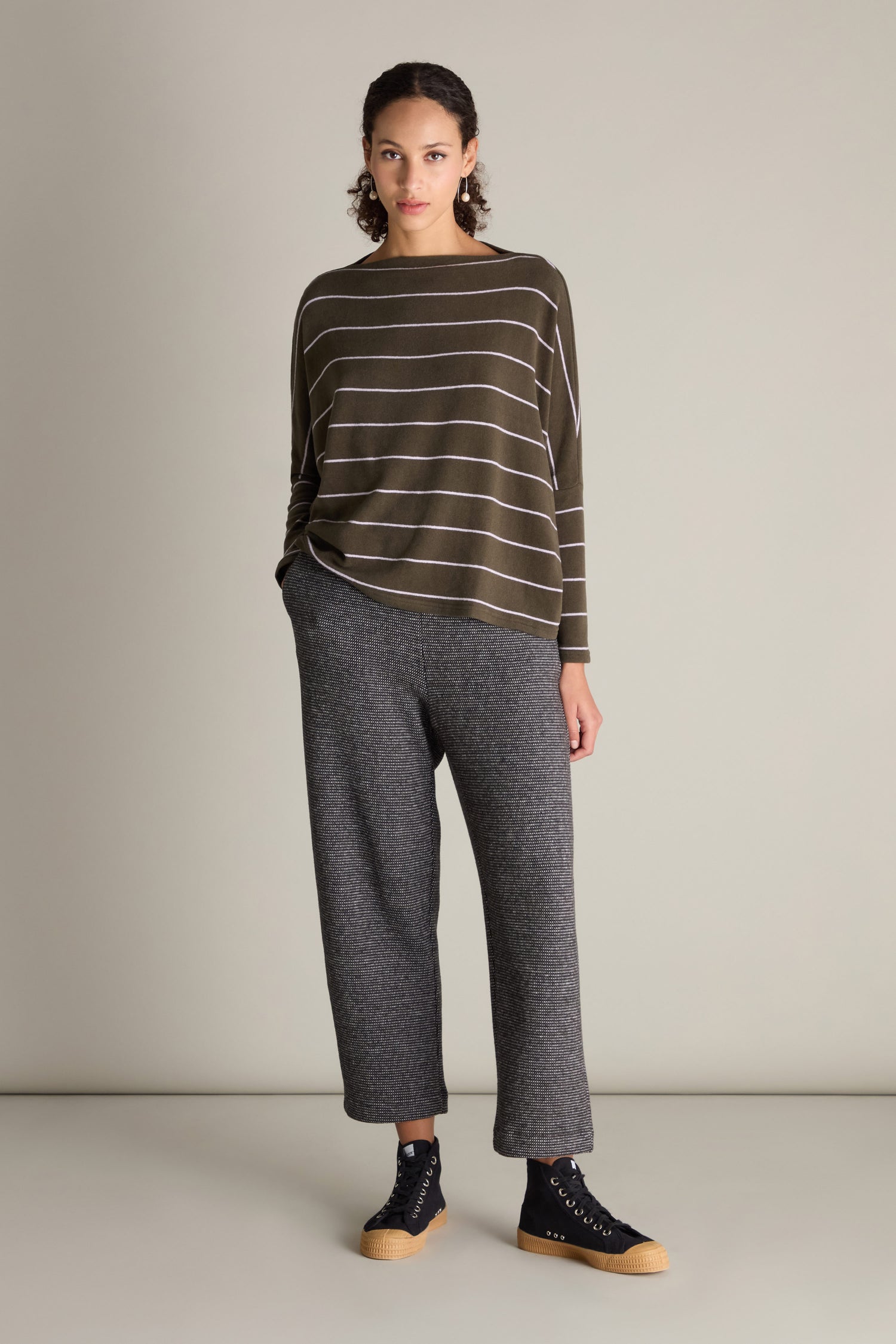 Narrow Stripe Boat Neck Boxy Top