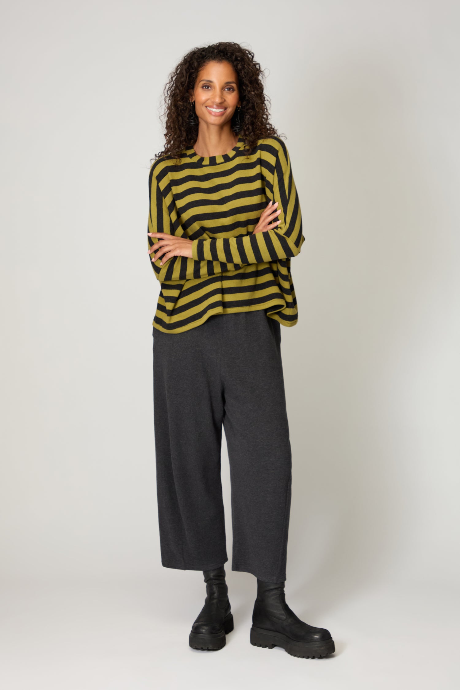 Olive Stripe Easy Top