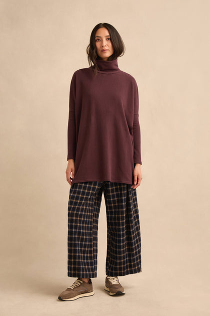 Cowl Neck Fig Fleece Tunic