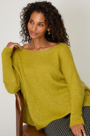 Wide Neck Mohair Knit