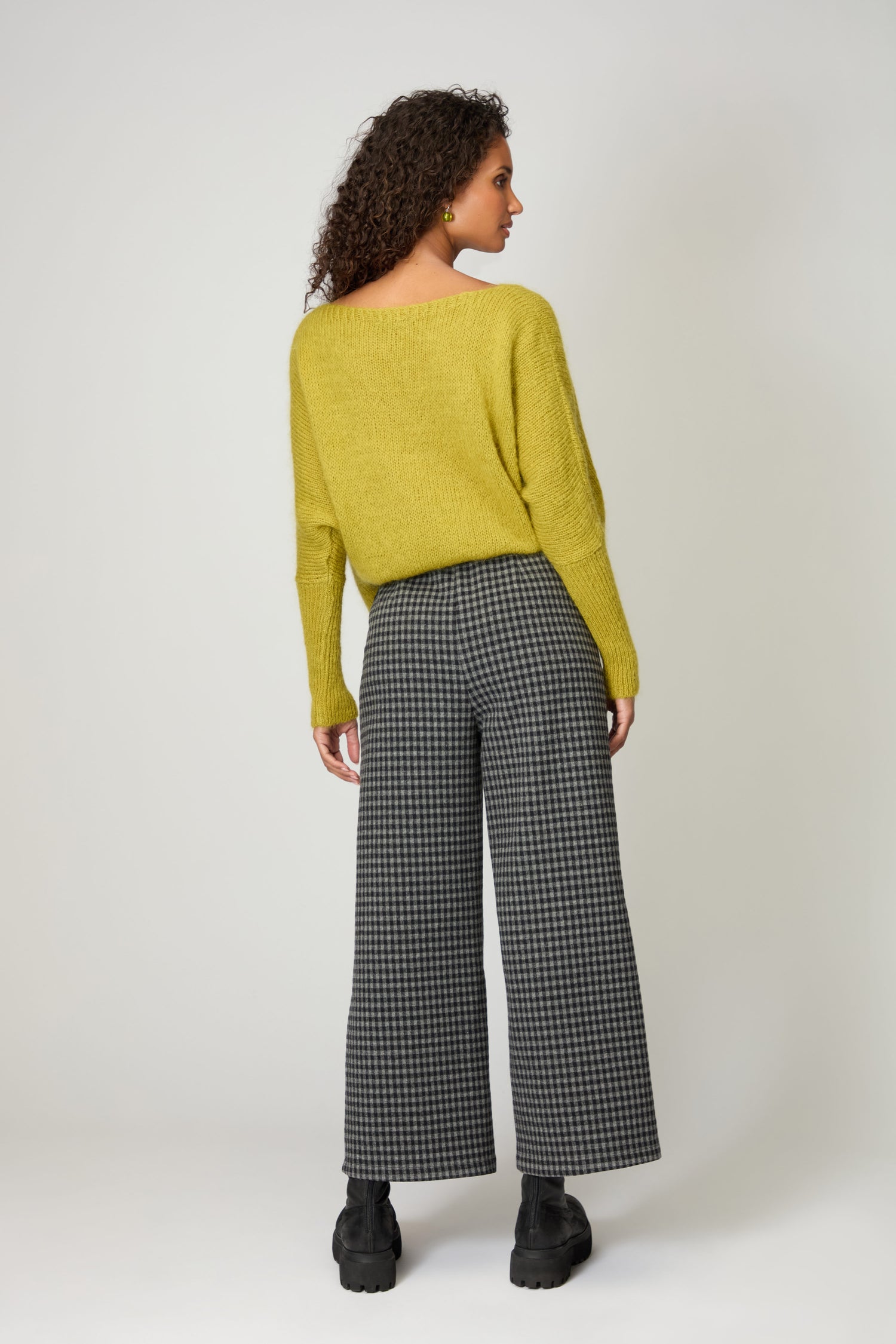 Brushed Jersey Check Straight Trousers
