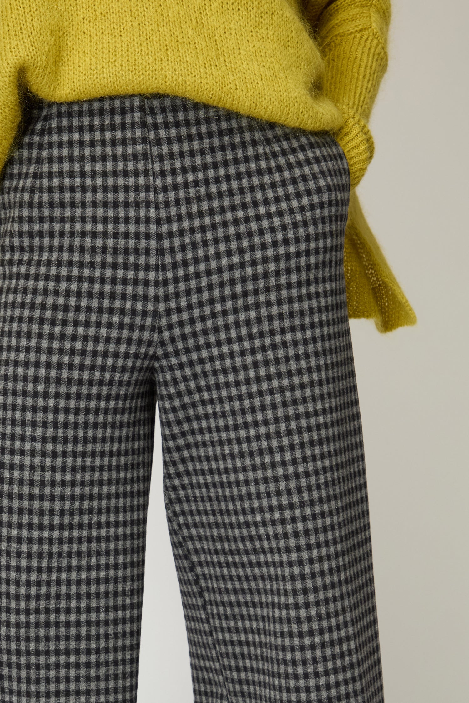 Brushed Jersey Check Straight Trousers