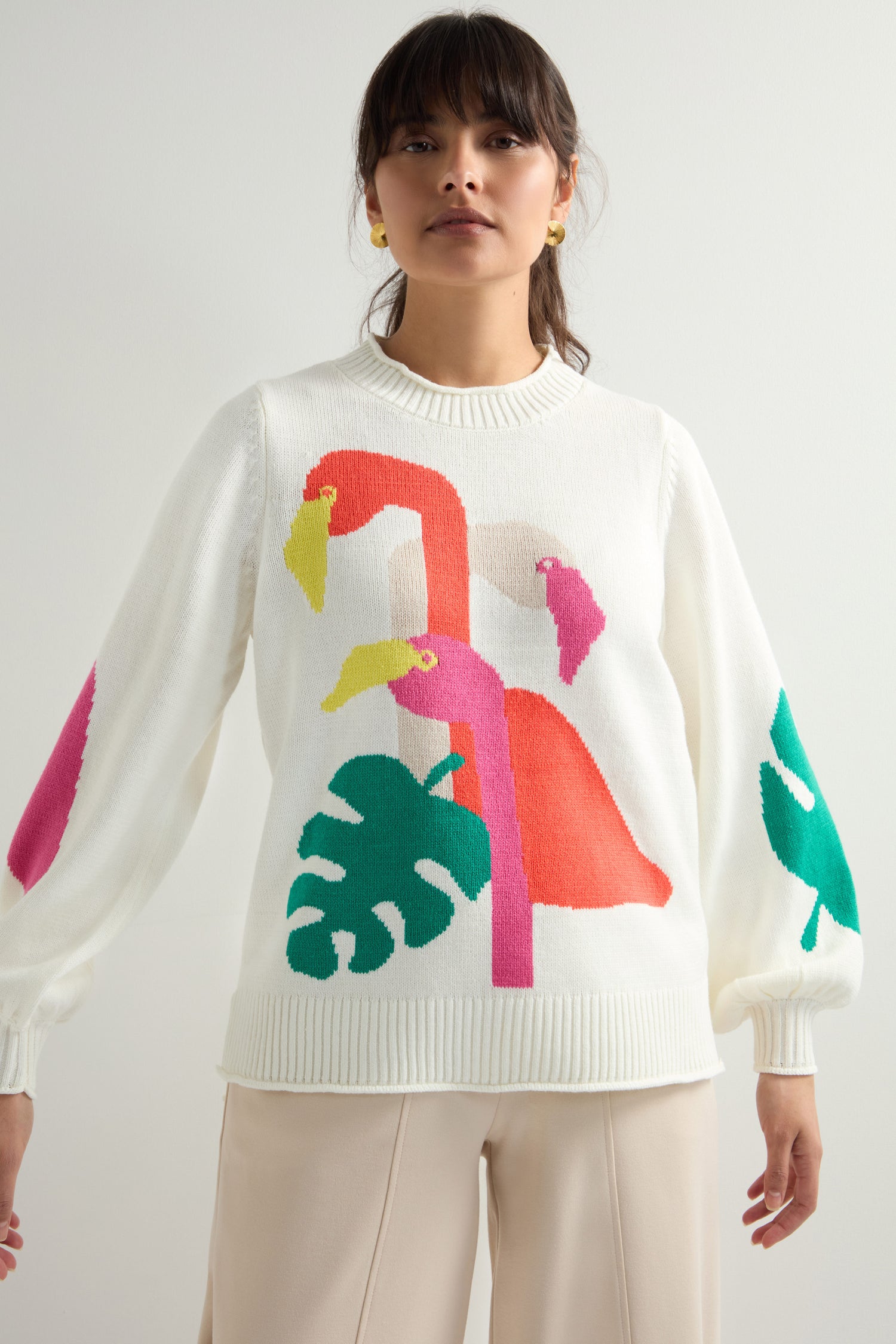 Flamingo Balloon Sleeve Knit