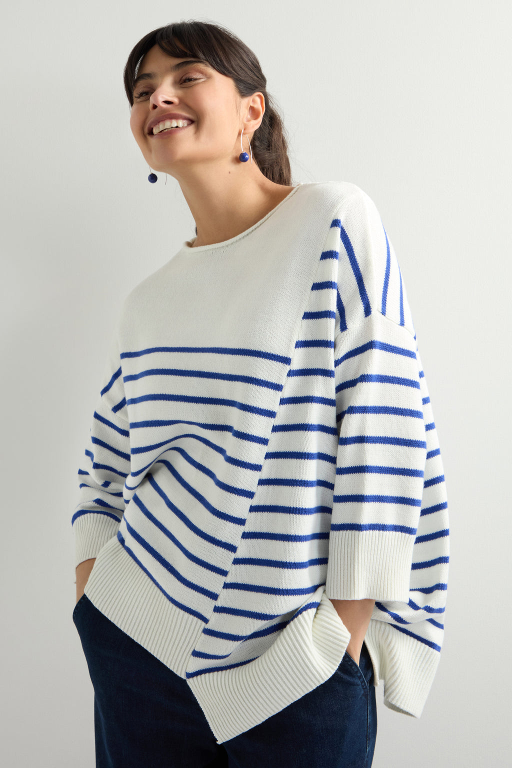 トップス sahara Gradation Over Knit Asymmetric Stripe Knit – Sahara