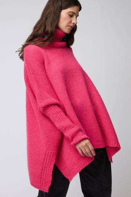 Pink Wool Mix Poncho