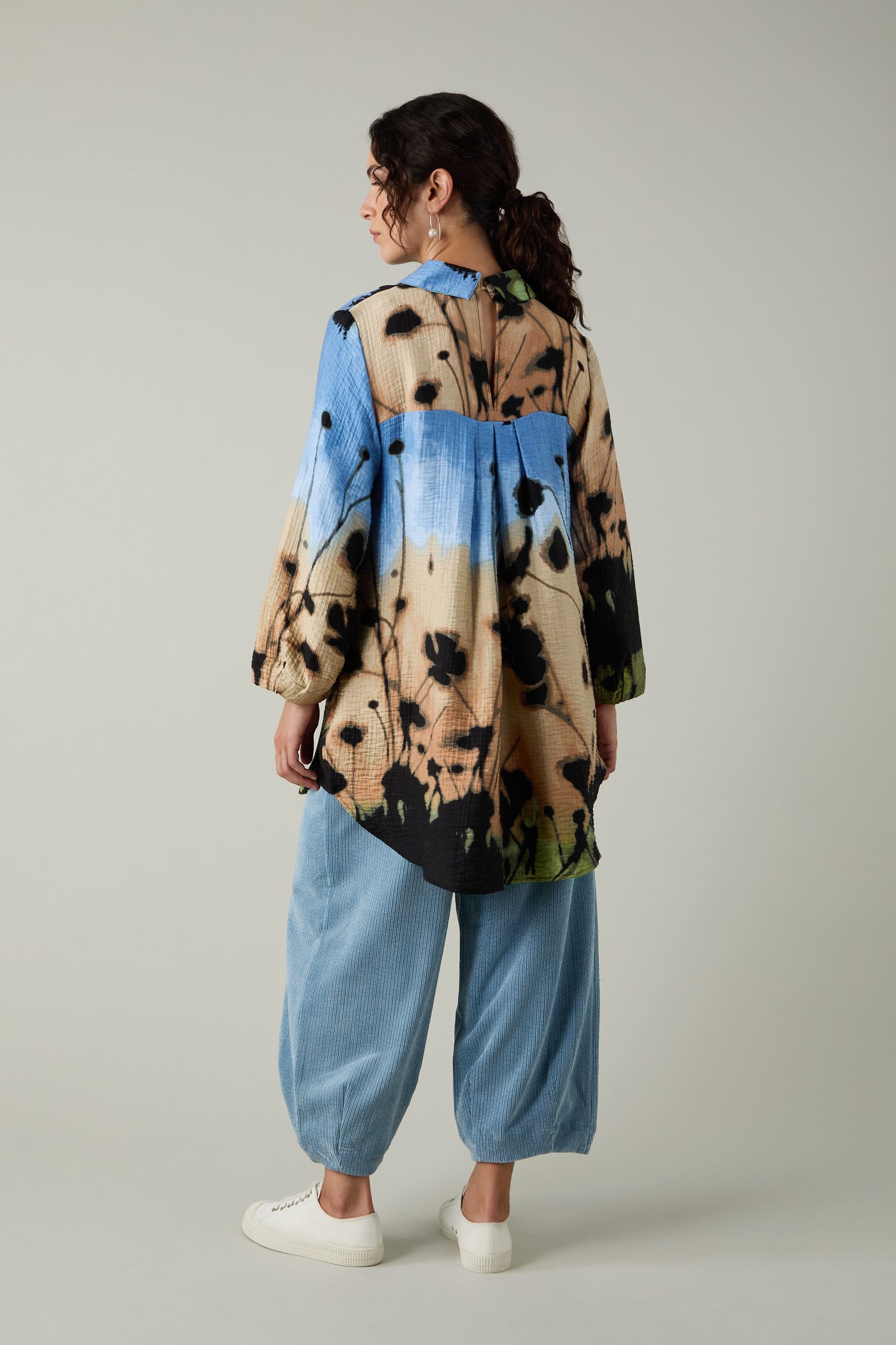 Crinkle Viscose Blue Print Tunic