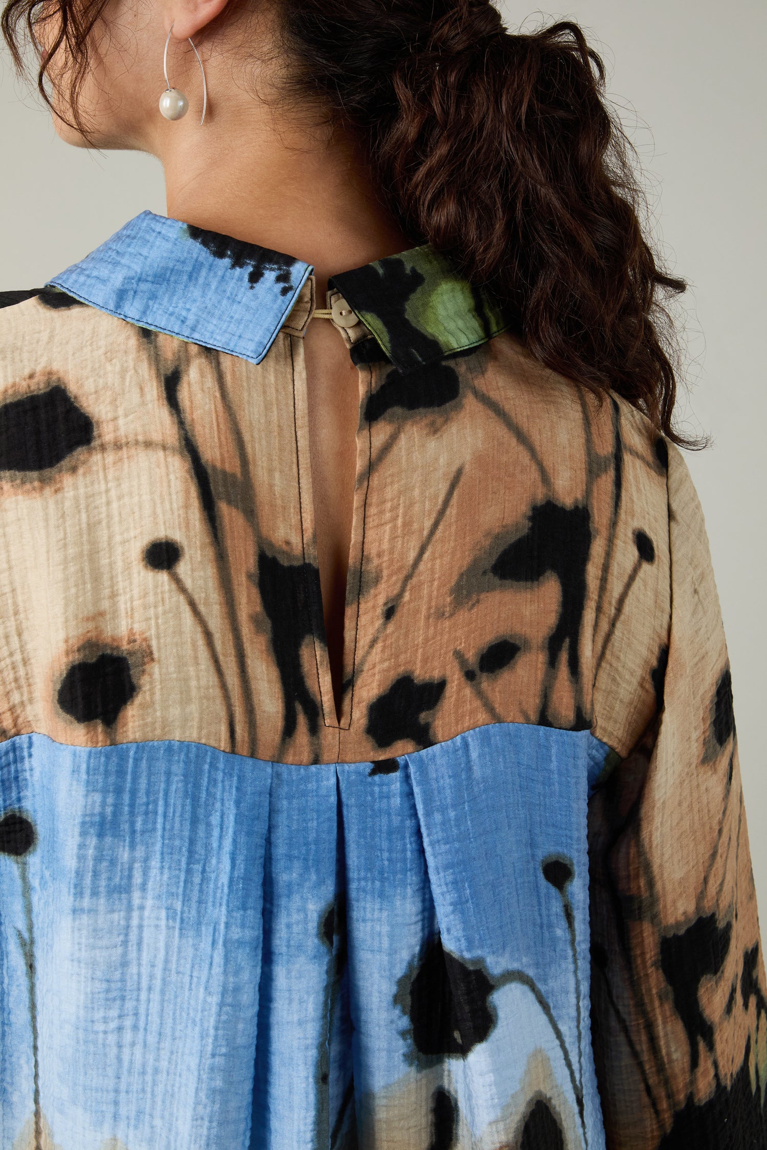 Crinkle Viscose Blue Print Tunic