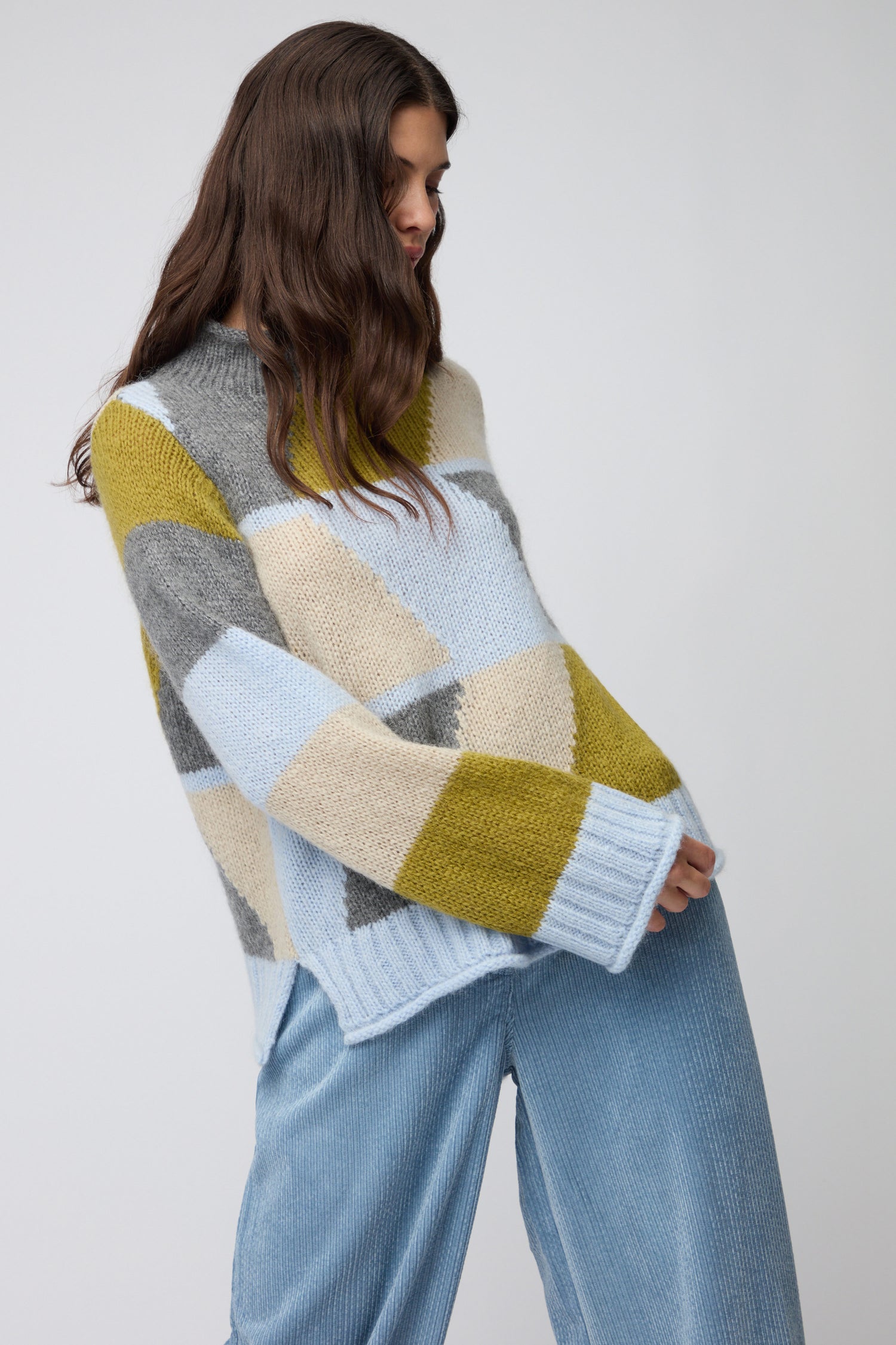 Blue Colour Block Knit